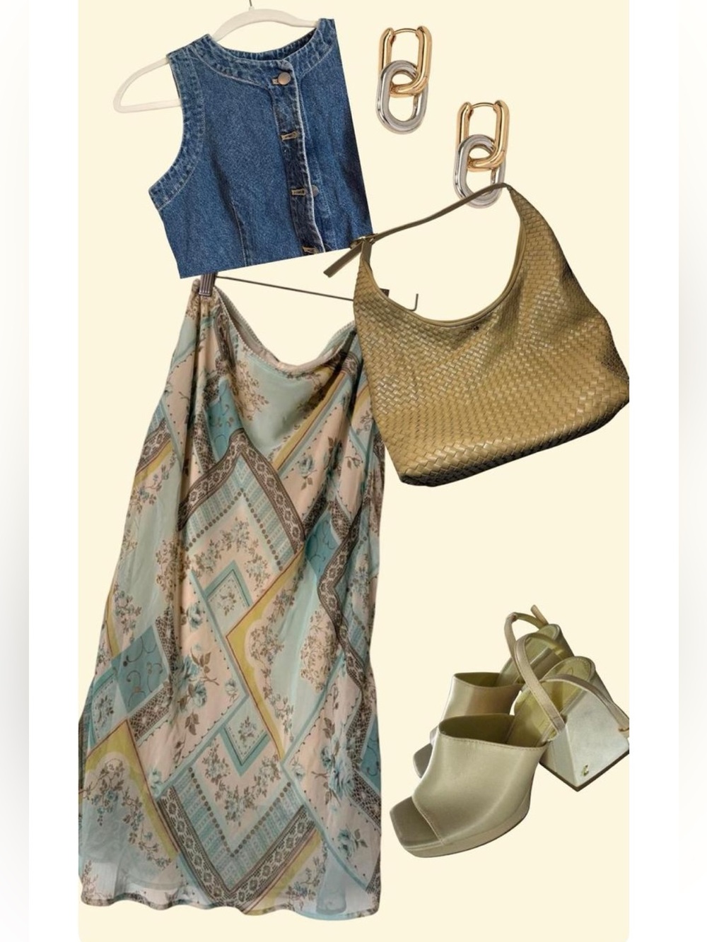 Dressbarn Patchwork Print Slip Skirt